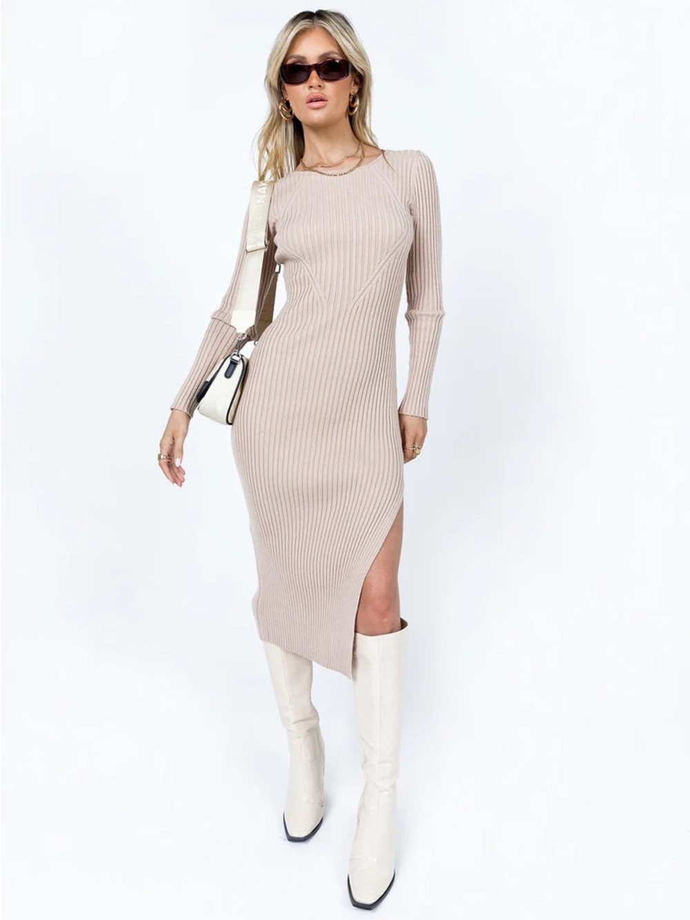 Princess Polly Nicki Midi Dress Beige